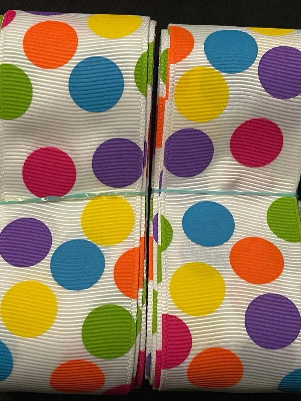 1.5” printed grosgrain Ribbon NEW 5 yards yds colorful funky crazy polka dots
